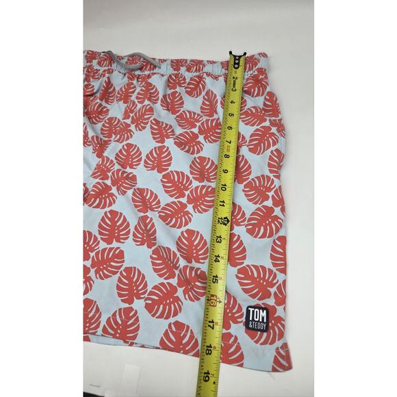 Tom & Teddy Men's Swim Trunks Ahorts Blue Orange Palms XL - Picture 12 of 12